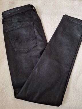 NWOT American Eagle Outfitters Black Coated Skinny High Rise Jegging Jeans 10